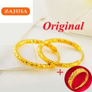 Saudi Gold 18k Pawnable Legit Earrings Female 2.3 cm Wide Glossy Earrings Jewelry Gold Vintage Bridal Earrings Sand Gold Earrings For Women