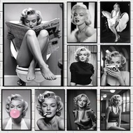 Black and White Movie Star Marilyn Monroe Poster Modern Art Canvas Painting Cafe Bar Room Wall Decor
