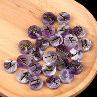 1662-Runes Natural Crystal Agate Rune Rune Disc Set Nordic Japanese Mandarin 25 Pieces a Pack