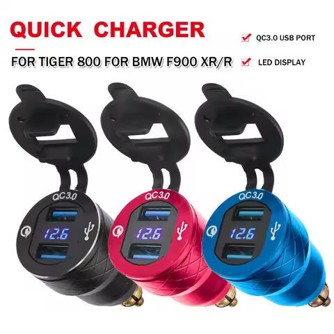 QC3.0 Motorcycle Dual USB Charger Type-C Accessories For BMW R1200RT R1250GS F800GS R1300GS ADV R12 