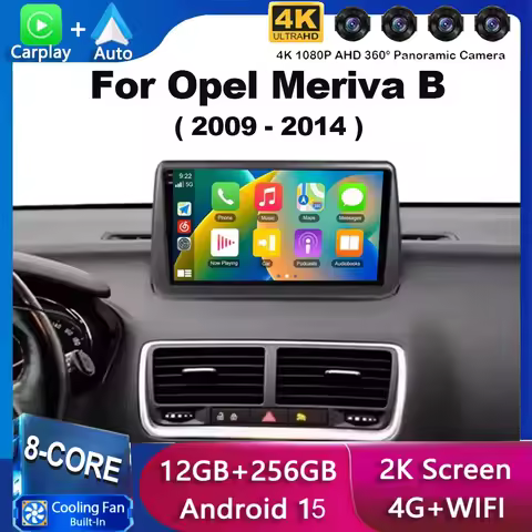 Android 16 Car Radio For Opel Meriva B 2009 - 2014 2K QLED Multimedia Video Player GPS CarPlay Auto 