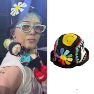 GD GD GD Dragon Concert Same Style Daisy Knitted Hat Cute Smiley Face Sunscreen Bucket Hat