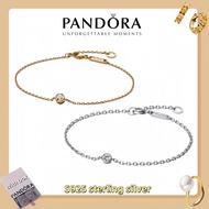 100% S925 sterling silver women's jewelry (with box) Pandora Era Lab-Grown Diamond Bezel Chain Brace