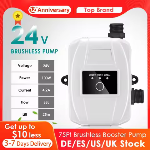 EU Stock Booster Pump 75Feet 24V 100W Auto Pressure Controller Brushless Water Pump 33L/min kitchen 