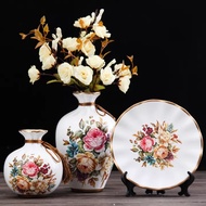 3Pcs/Set European Ceramic Vase Dried Flowers Flower Arrangement Wobble Plate Living Room Entrance Or