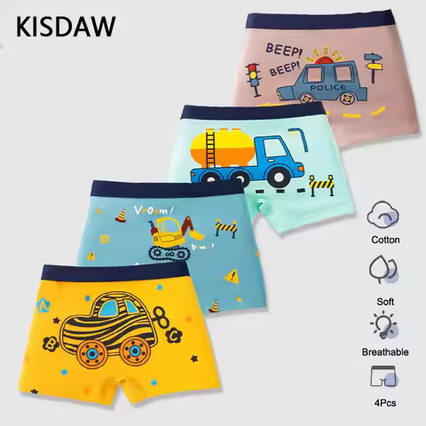 4 Pcs/Lot Children Panties Cotton Underwear For Boys 3-14 Years Breathable Kids Underpants Cars Patt