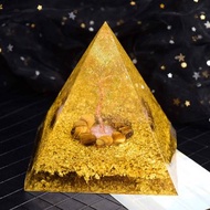 12cm超大金字塔奧根塔Orgonite/脈輪/冥想/能量橄欖石虎眼