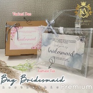 Paper Bag Tas Bridesmaid ukuran 20cm x 25cm Bening Transparan Mika PVC Costum Stiker FREE PITA