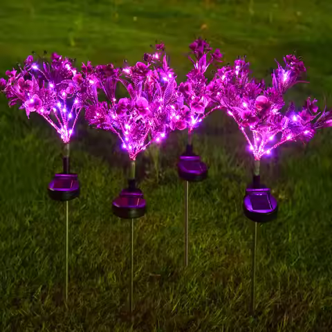 LED Solar Flower Light Outdoor Garden Light Artificial Phalaenopsis Flower Light Waterproof Lawn Yar