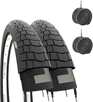 ECOVELO Unisex - Adult 2 Copertoni 20 x 1.95 (50-406) + Camere 2 Tyres 20 x 1.95 Chambers, Black, 20