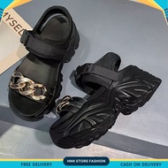 HNK STORE - WEDGES SANDALS SYNTHETIC SLIPONWanita WITH CHAIN COMBINATION 7CM HIGH AP 15