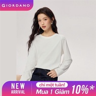 GIORDANO Women T-Shirts 100% Cotton Mid Long Simple Basic Tee Crewneck Raglan Long Sleeve Fashion Ca
