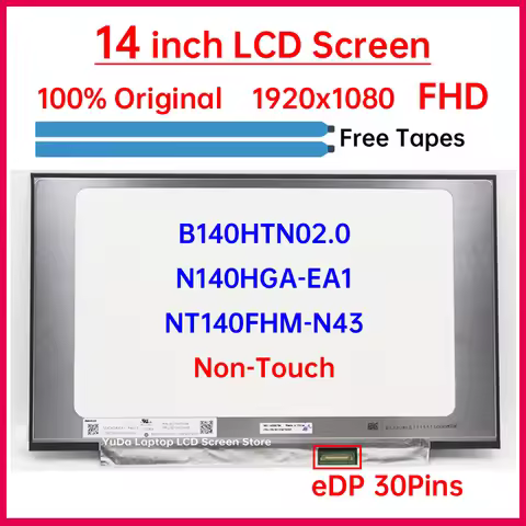 14 Inch Laptop LCD Screen B140HTN02.0 N140HGA-EA1 NT140FHM-N43 Display Matrix Panel Replacement 1920