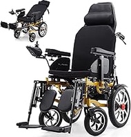 Fashionable Simplicity Electric Wheelchair All Terrain Foldable Motorized Wheelchair With Wider Seat And Headrest For Adults Can Lie Flat Power Wheel Chair