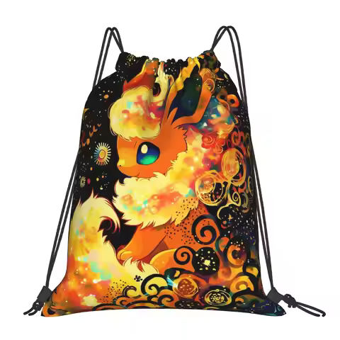 Eevee Pokemon Portable Spearfishing Drawstring Bags Riding Backpack Beach Shoes Diving Storage Backp