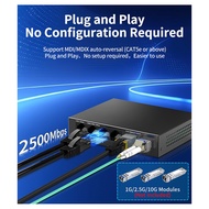 2.5Gb Switch 4 Port 2.5G Unmanaged Network Switch with 2 Port 10GbE SFP+ Slot Home Setup Ethernet Sw