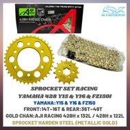 YAMAHA Y15 Y16 FZ150 SPROCKET SET 428  AJI RACING GOLD CHAIN 428H-132L (SEKALI RANTAI AJI RACING)