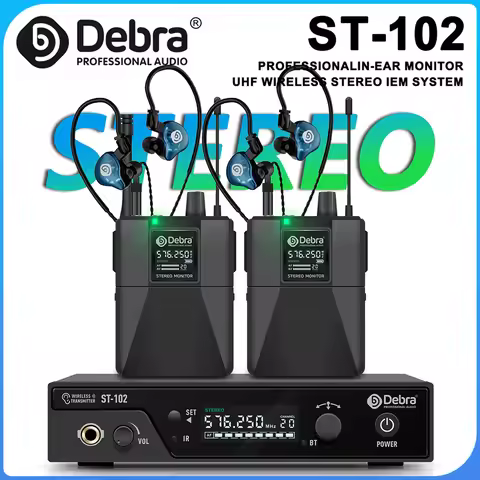 Debra ST-102 Stereo Wireless In-Ear Monitor System with Bluetooth 5.0 UHF Technology, Transmission R