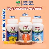 Gummies Neo Kids – Set of 3 Nutritional Supplement Gummies for Children Who Love Calcium, Zinc, Omeg