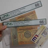 PMG66 EPQ NICA Muntbiljet 1 Gulden 1940 Urut 2 Pcs Uang Kuno Indonesia
