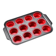 Silicone Muffin Pan 6/12 Cups Baking Tray Egg Bite Molds Nonstick Cake Mold for Cupcakes Brownies He