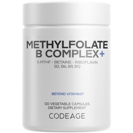 Codeage Methylfolate B Complex Supplements - 5 MTHF, Methylcobalamin 1000mcg Methylated Vitamin B12,