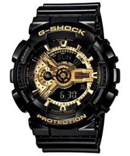 CASIO手錶專賣店G-SHOCK多層次錶盤GA-110GB-1A黑金耐衝擊防磁全新公司貨附發票