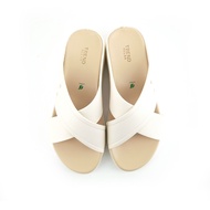 TREND รองเท้าหนัง PU/รองเท้าแตะแบบสวม ส้น 4 CM. รุ่น LERNA สี L.BEIGE l รองเท้าแตะ ผู้หญิง