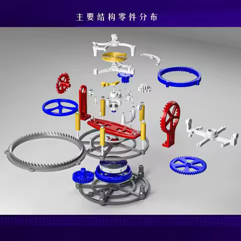 3D Printed Model Tourbillon Model Mechanical Pendulum Clock Internal Structure Principle DIY Product