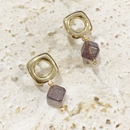 Lewin by LWC 高级黑红超七方块6m耳钉 High Grade Black Red Super 7 Cube 6mm Designed Earrings Crystal