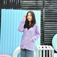 KINGWATCH \ sweater kancing depan wanita \ rajut sweater cewek korea kekinian polos murah \  sweater