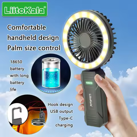 LiitoKala Summer New Product LF-FL01 Functional LED Handheld Fan Light 18650 Built in Battery 4000mA