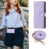 For Sharp Aquos R8 Pro Phone Case Crossbody Back Long Lanyard Silicone Protective Case Flip Leather