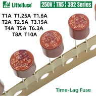 10PCS littelfuse 382 250V TR5 Cylindrical Time-Lag Fuse T1A T1.25A T1.6A T2A T2.5A T3.15A T4A T5A T6