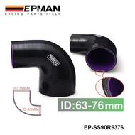 EPMAN - 2.5"-3" 63mm-76mm 4-Ply Silicone 90 Degree Elbow Reducer Hose BLACK For BMW e39 android EP-S