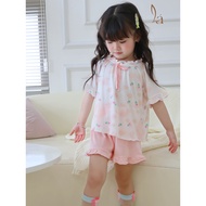 Girls' summer set 95% oak fiber Modal Ice Cool Leaves Homewear A247, soft and Cool, short sleeve set