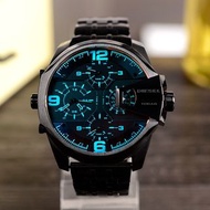 代購 Diesel迪賽手錶 歐美時尚潮流男士腕錶 大錶盤偏光石英錶 DZ7373 四時計時多功能黑色鋼鏈男錶