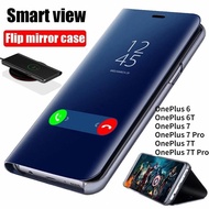 Mirror Flip Case For OnePlus 7T OnePlus 7T Pro OnePlus 7 Pro OnePlus 7 OnePlus 6T OnePlus 6 , Clear View Mirror Flip Leather Stand Phone Case Cover