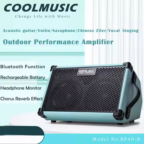 Coolmusic BP40D Guitar Amplifier Speaker Rechargeable Bluetooth With Effects Outdoor Ukulele Keyboar
