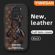 YIWESAN เคสปลอกสำหรับ Xiaomi Redmi note 9 note 9S note 9 Pro Max Xiaomi Poco M2 Pro เคสกรณีการ์ตูนน่ารักน้ำหมีหนังบางนุ่มเต็มเลนส์กล้องป้องกันกรณีกันกระแทกปกหลังปลอก