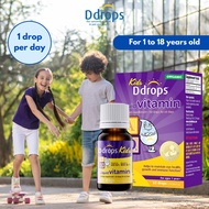 Ddrops Kids Liquid Vitamin D3 600 IU/Vitamin A 1800 IU Dietary Supplement (1.7ml/60 drops)