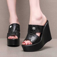 C 33-43 Summer Wedges Heeled Slippers Ladies Shoes For Womens 2025 Peep Toe Outside Women's Slipper
