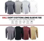 Soft Cotton Long Sleeve T-Shirt Unisex 160gsm Breathable Baju Kosong Lengan Panjang T-Shirt Lelaki RNL2 Group C