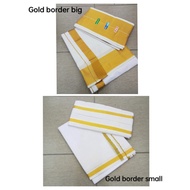 8x4 Gold Border White Veshti with Thundu Set