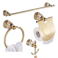 BIGGERS luxury gold color bathroom accessories crystal coat hook towel bar paper holder
