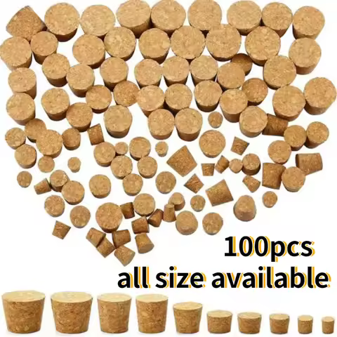 100pcs Top DIA 7.5mm to 30mm Wooden Cork Lab Test Tube Stopper Kettle Pudding Bottle Cork Cap Burett