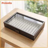 petsola Ebony-Grain Pen Display Box with Clear Lid Elegant Pen Display Box Luxury Transparent for Of