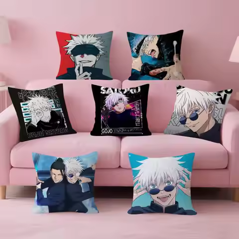 Satoru Gojo Anime Jujutsu Kaisen Pillow Gift Home Office Decoration Bedroom Sofa Car Cushion Cover c