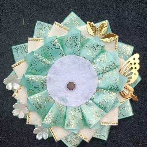 Japanese Badge Holder Silk, Ita Bag Accessories Badge Holder, Rosette Ita Bag Green Ribbon Cosplay, 