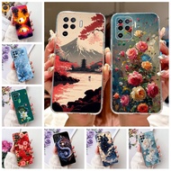 Clear For Oppo A94 4G Case CPH2203 Aesthetic Cute Cat Fashion Flowers Painted Back Cover Oppo A94 Ph